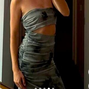 ZARA Women’s Gray and Green Strapless Cutout Marble Dress Size XS